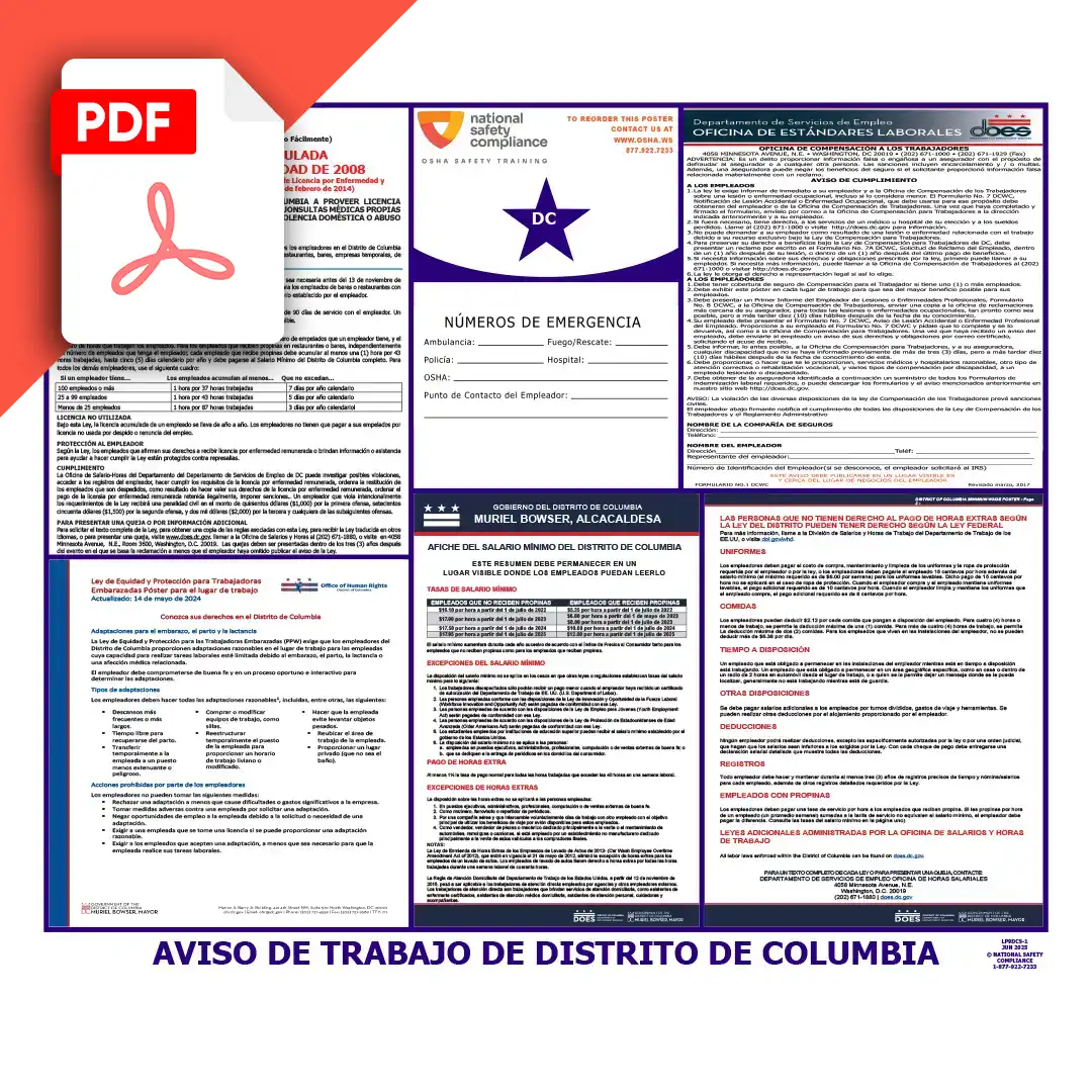 DC Spanish Labor Law Poster PDF Download