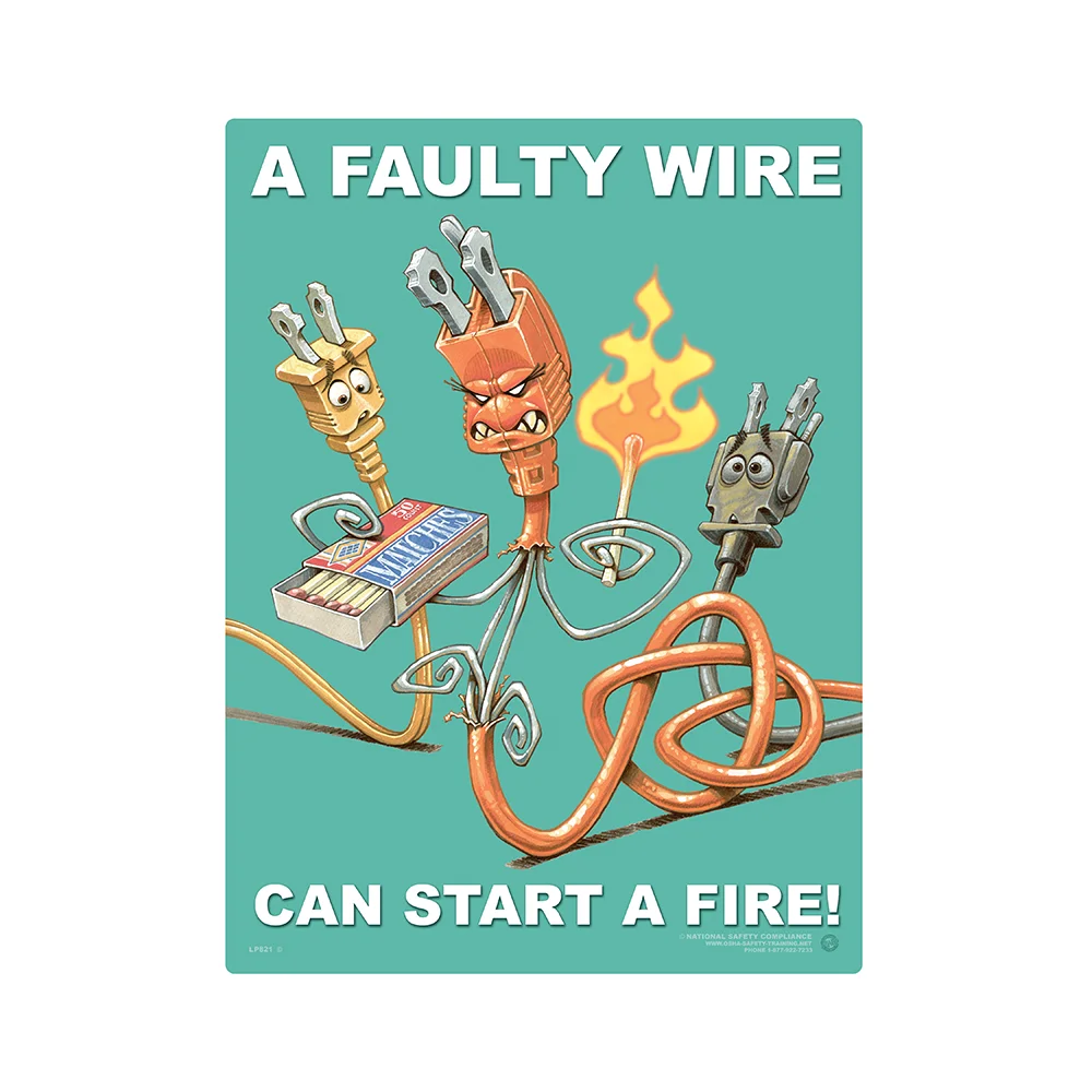 Faulty  Wire Can Start Fire Safety Posters