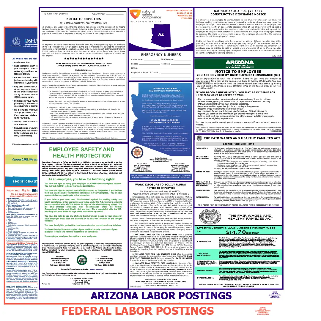 Arizona & Federal Labor Law Poster English