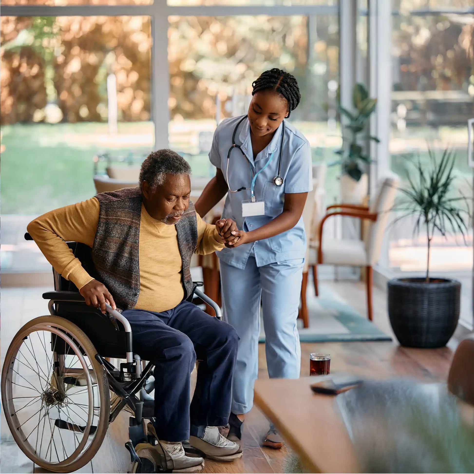 Back Safety Healthcare Streaming Woman Helping Man