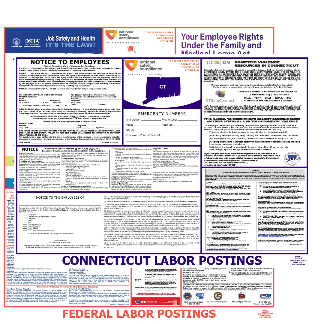 Connecticut & Federal Labor Law Posters English