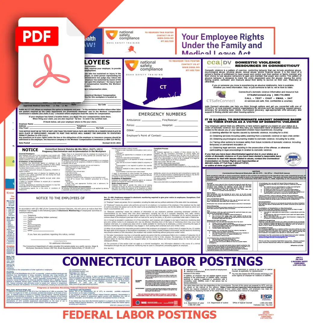 Connecticut & Federal Labor Law Poster PDF Downloads