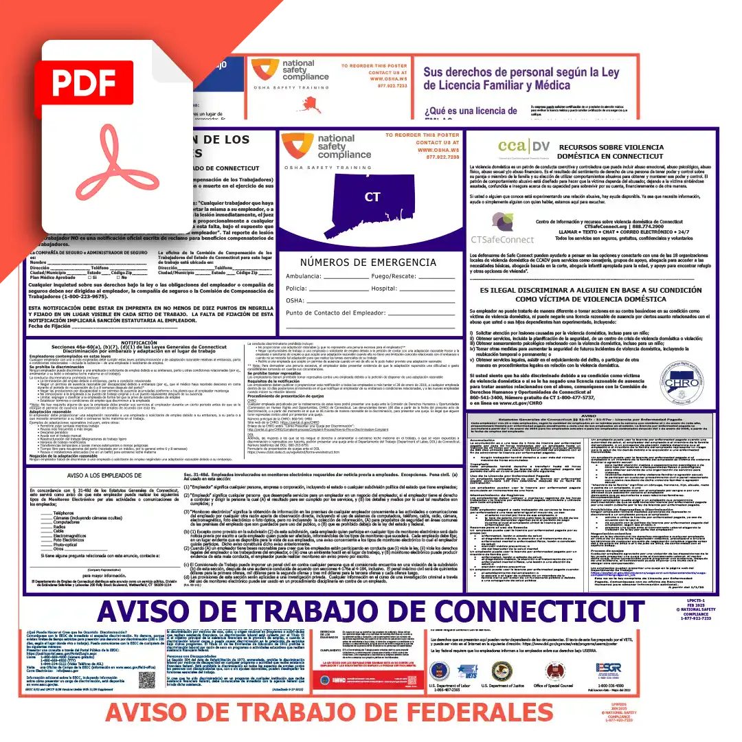 Connecticut & Federal Spanish Labor Law Poster PDF Downloads