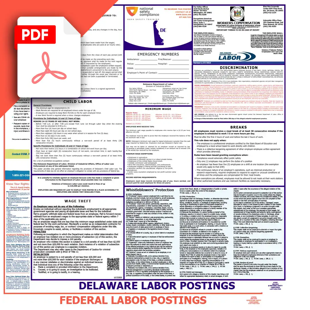 Delaware & Federal Labor Law Posters PDF Downloads