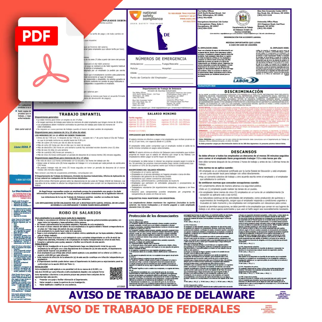 Delaware & Federal Spanish Labor Law Posters PDF Download