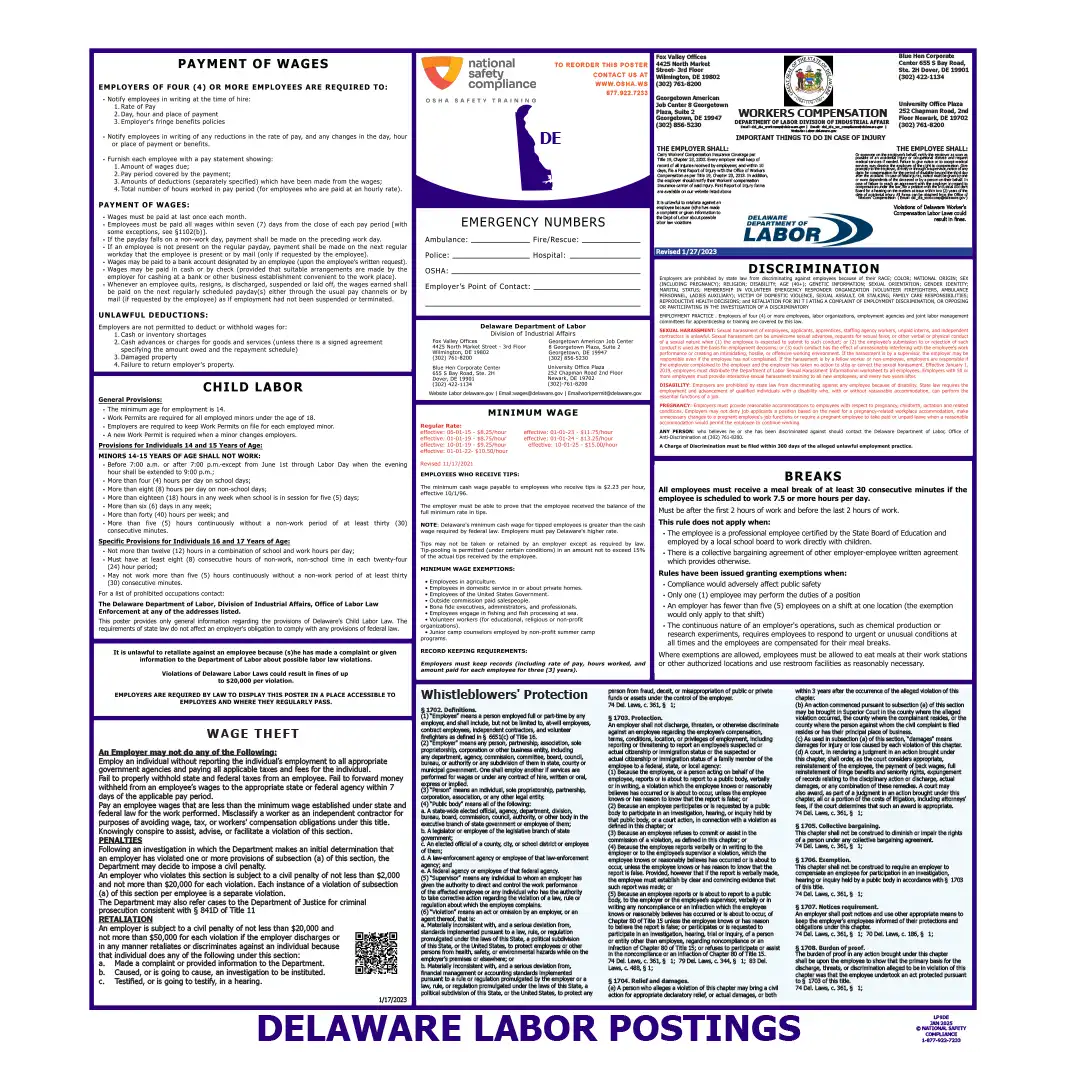 Delaware Labor Law Poster