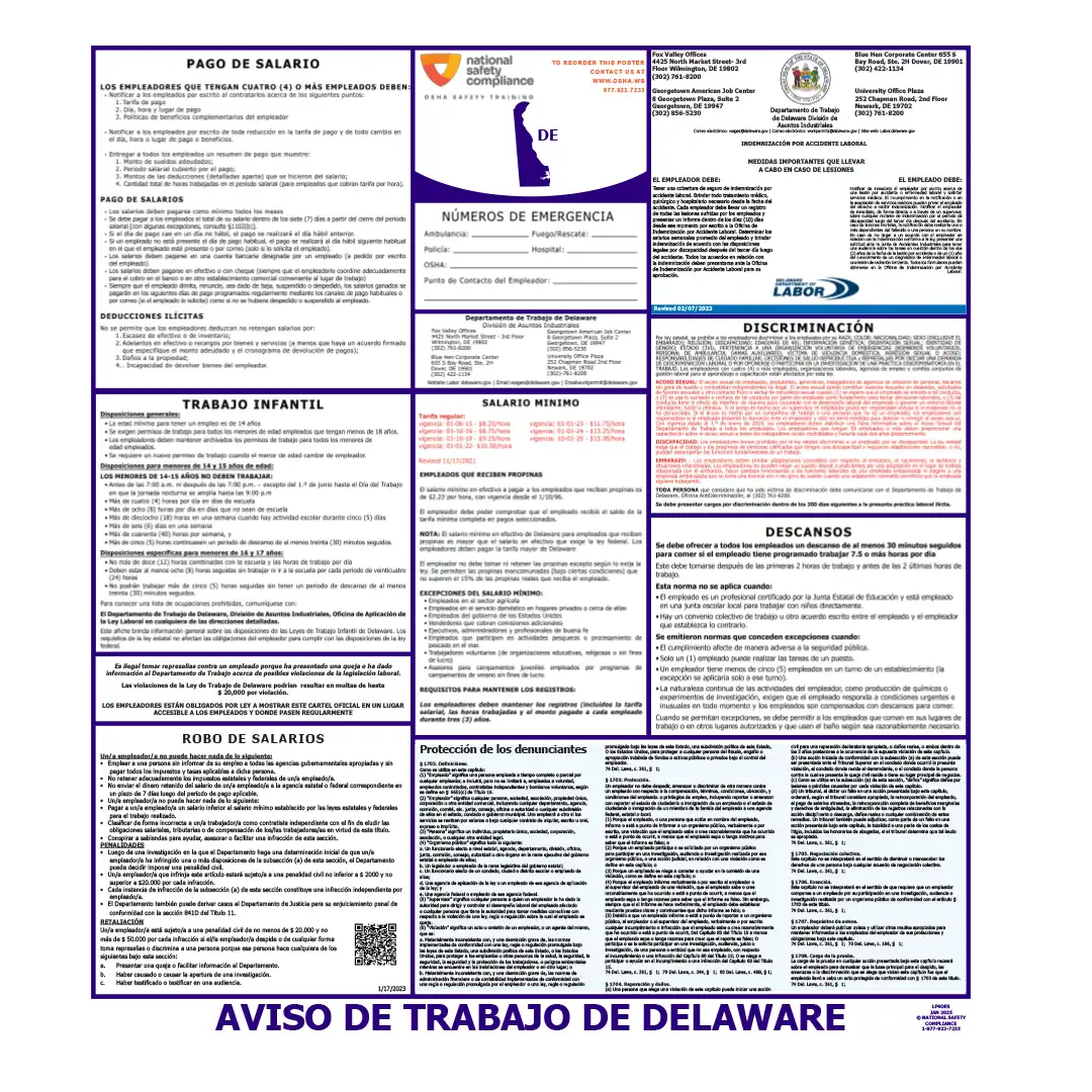 Delaware Labor Law Poster Spanish