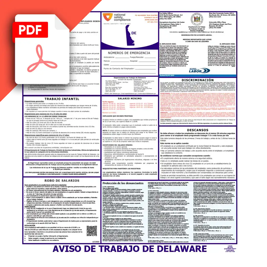 Delaware Spanish Labor Law Poster