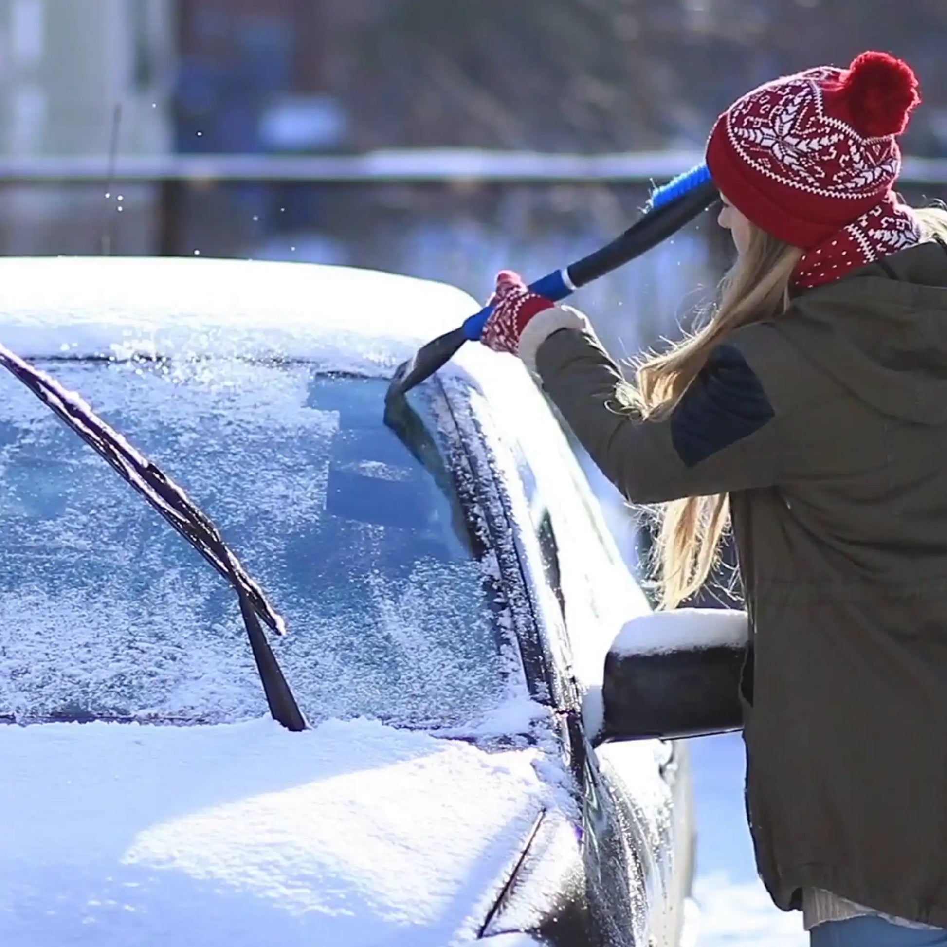 Driving Safety Streaming Woman Cleaning Car Window