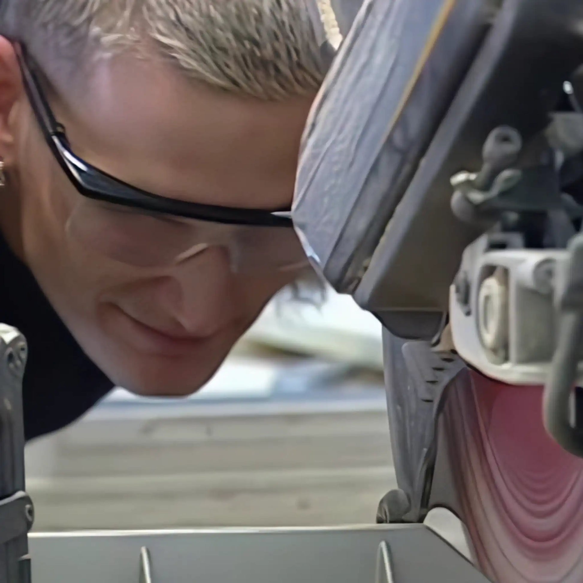 Eye Safety Streaming Man with Saw