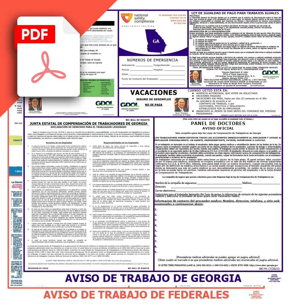 Georgia & Federal Spanish Labor Law Poster PDF Downloads