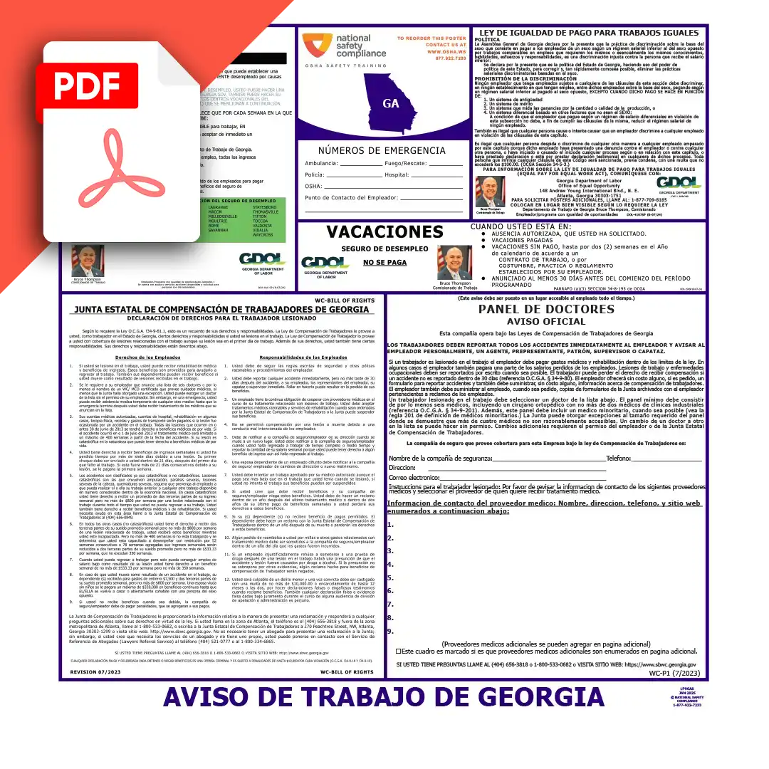 Georgia Spanish Labor Law Poster PDF Download
