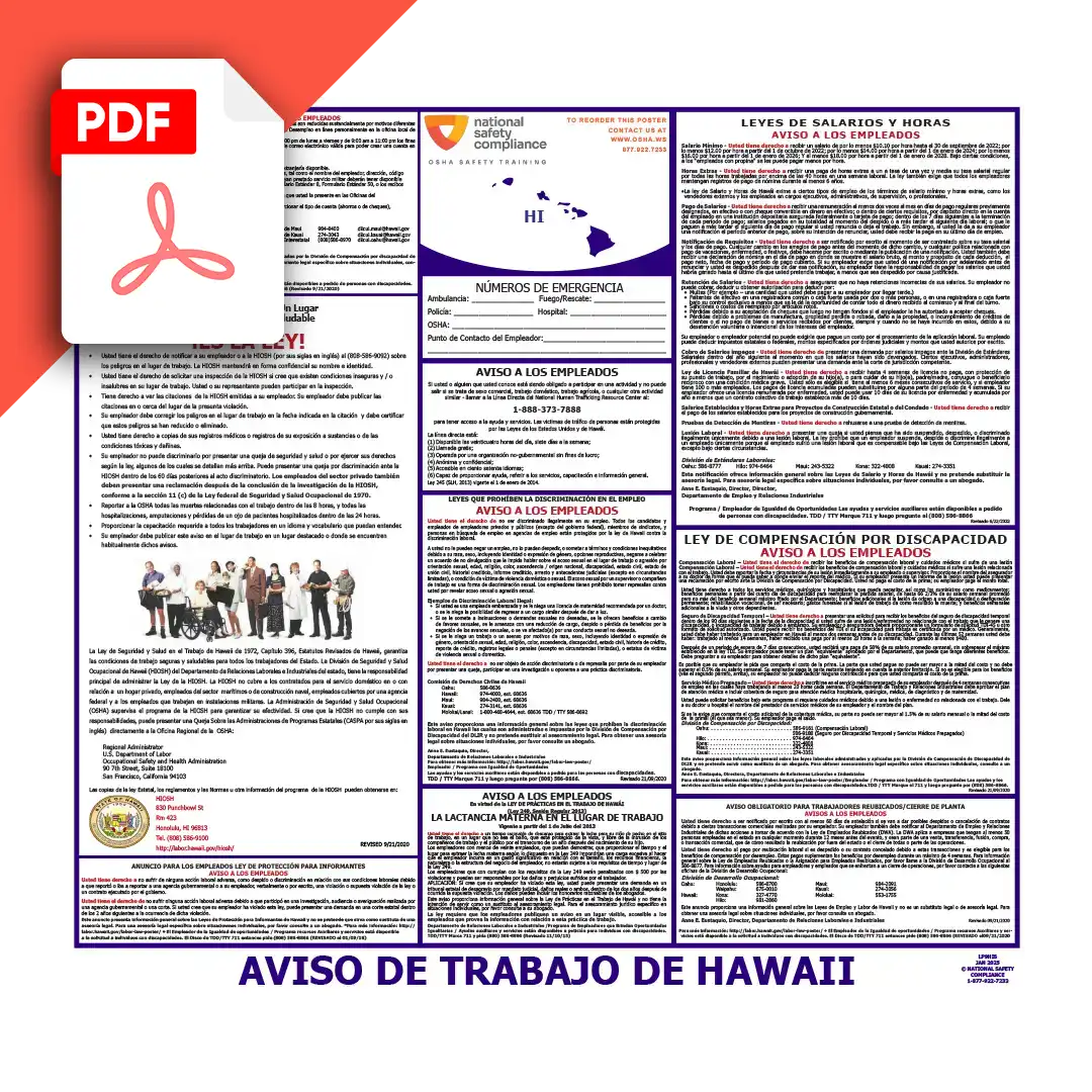 Hawaii Spanish Labor Law Poster