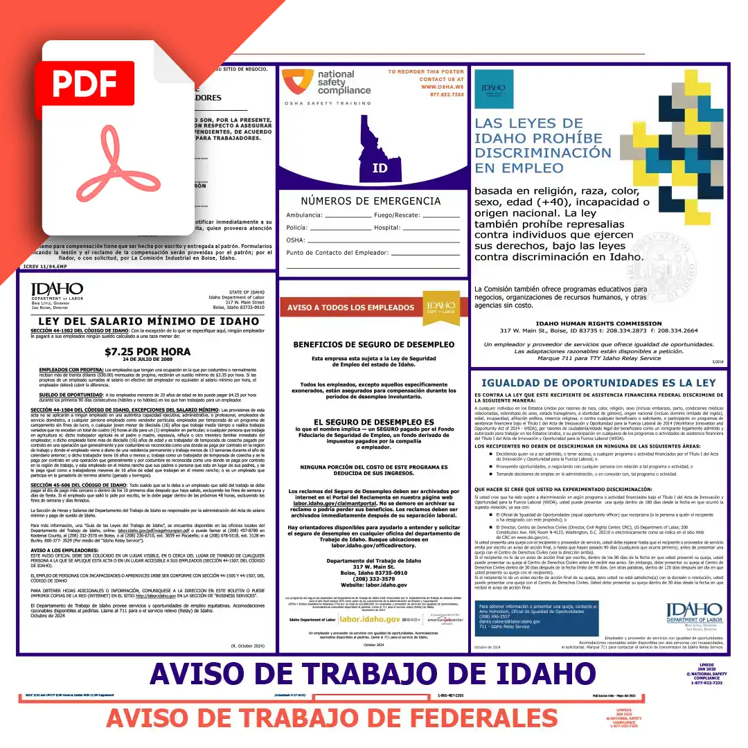 Idaho & Federal Spanish Labor Law Posters