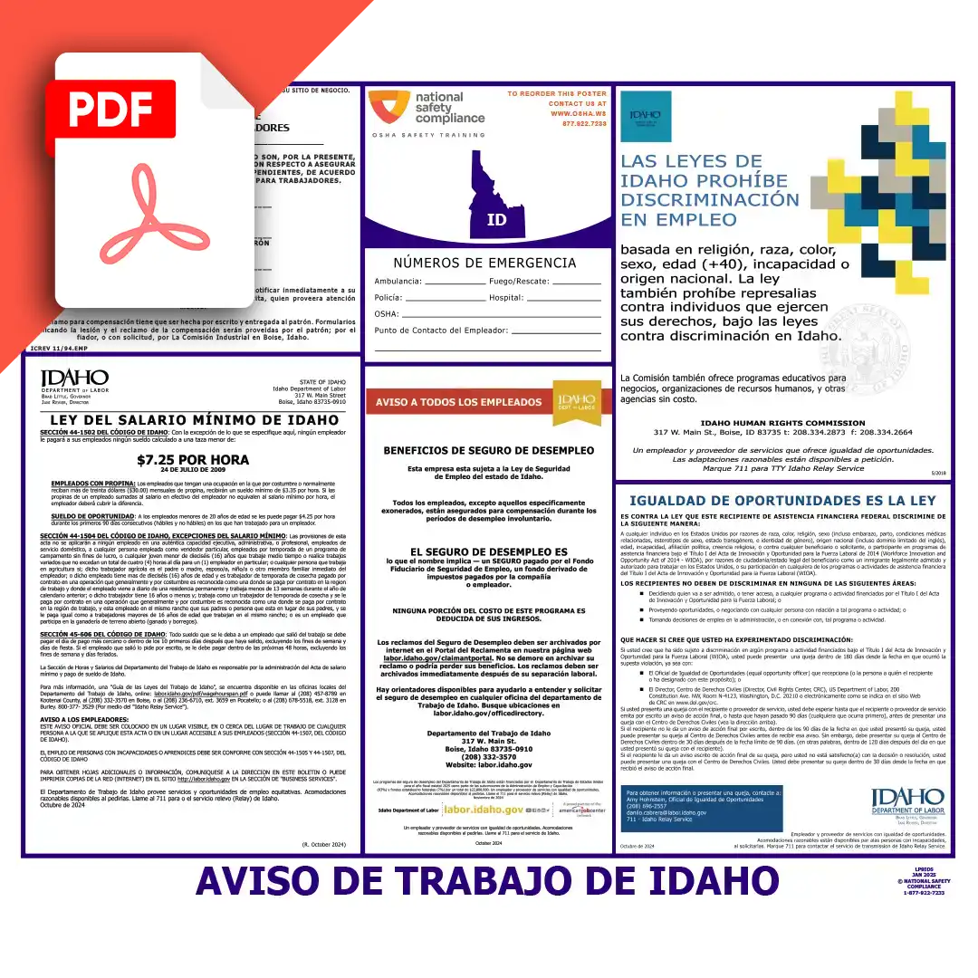 Idaho Spanish Labor Law Poster PDF Download