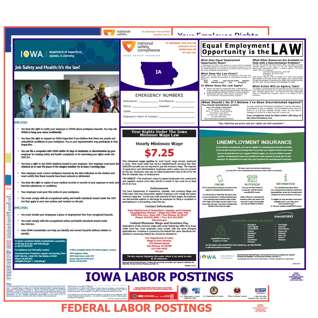 Iowa & Federal Labor Law Poster English