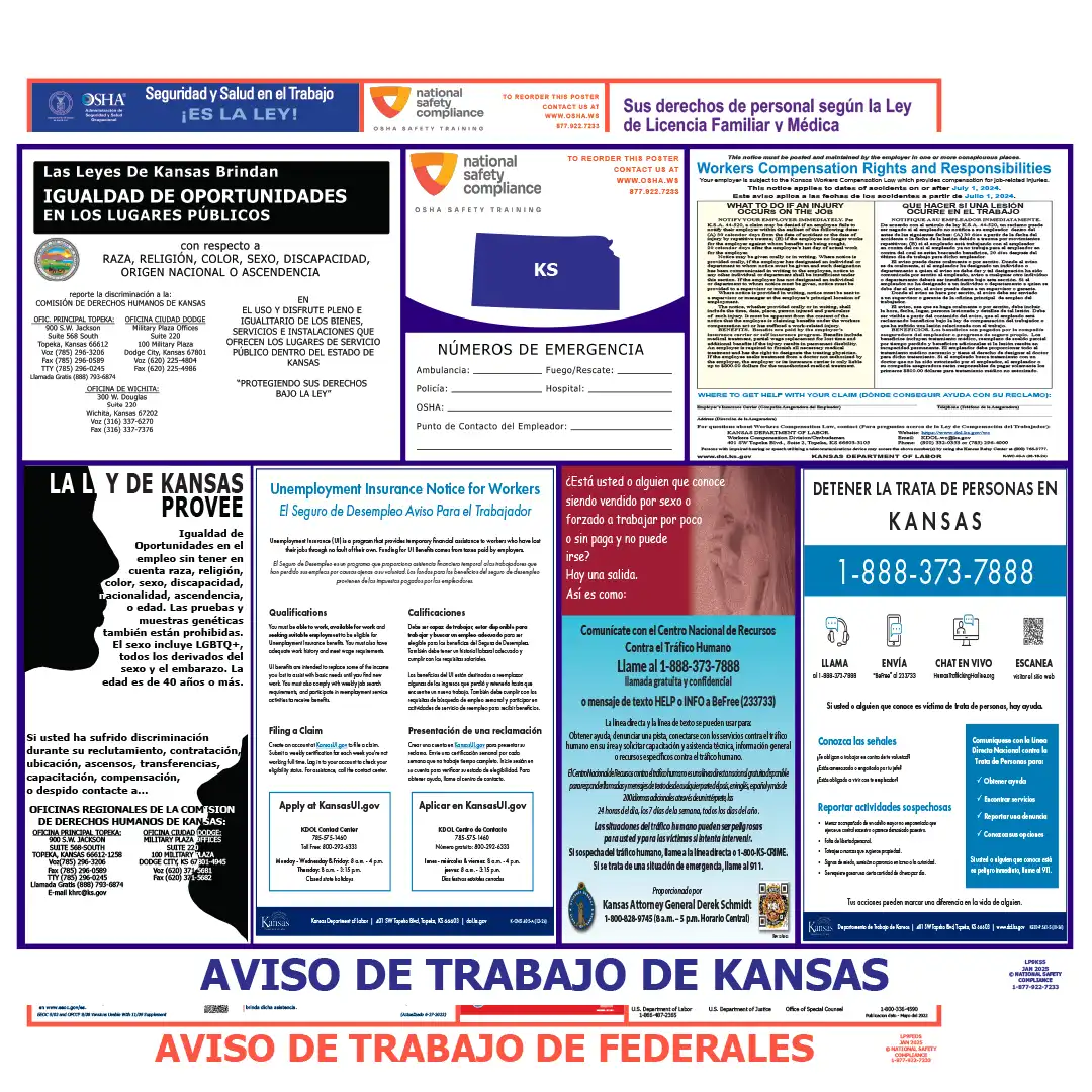 Kansas & Federal Labor Law Poster Spanish
