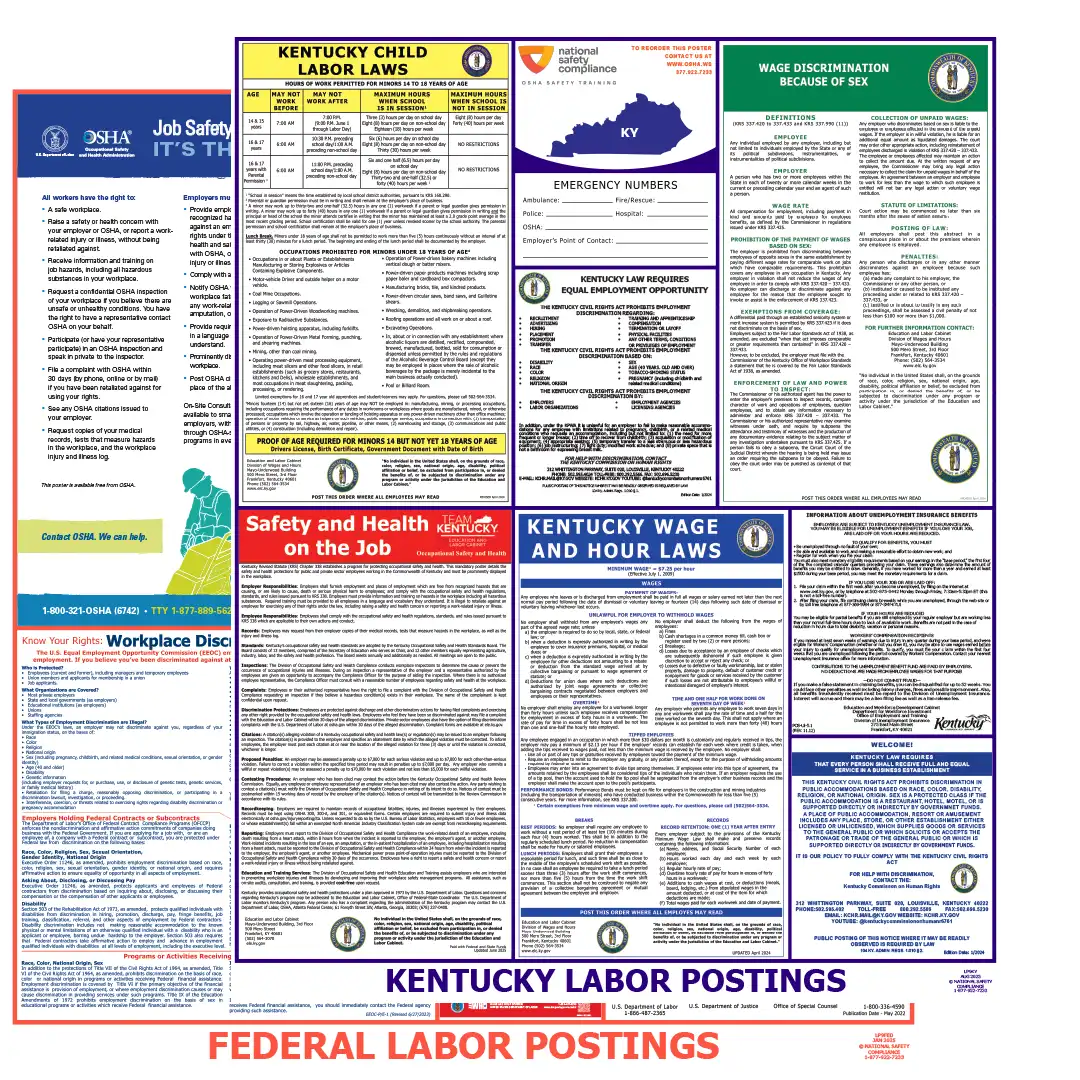 Kentucky & Federal Labor Law Poster English