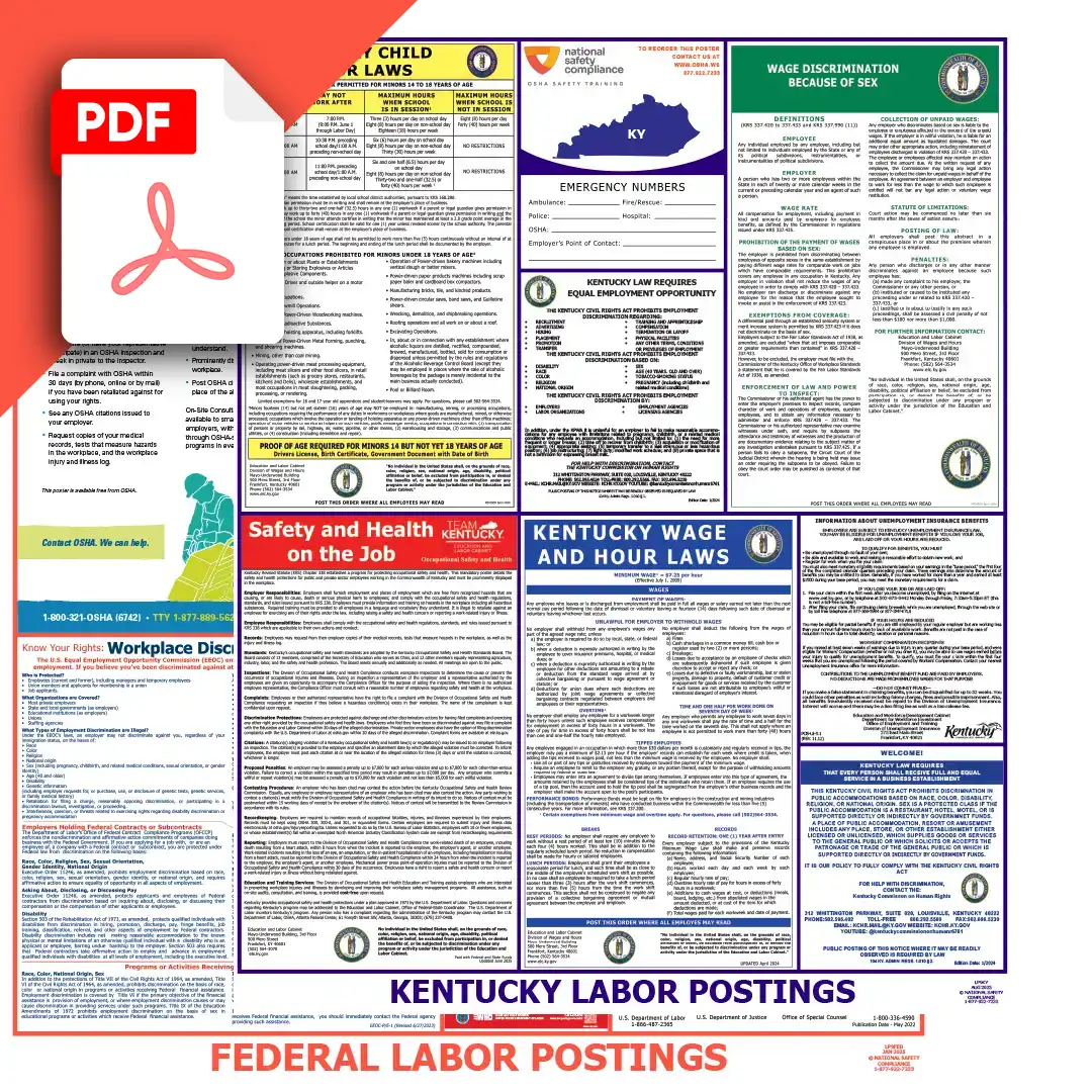 Kentucky & Federal Labor Law Posters PDF Downloads