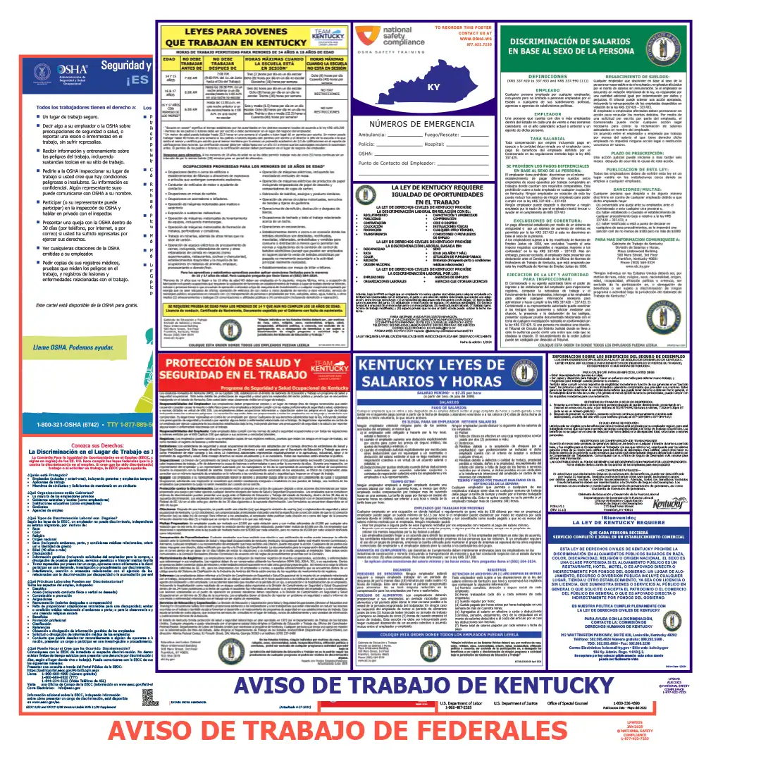 Kentucky & Federal Labor Law Poster Spanish