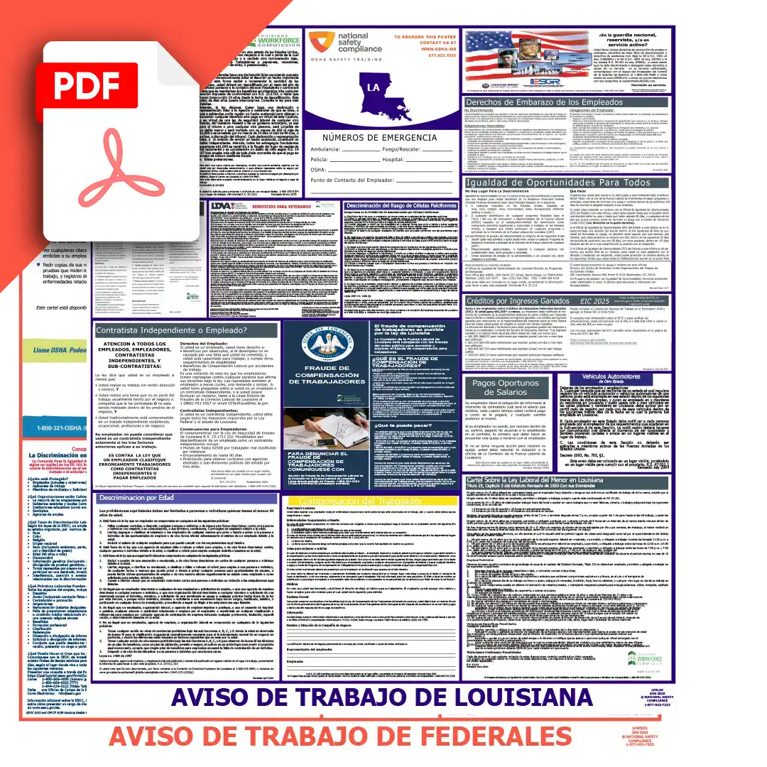 Louisiana & Federal Spanish Labor Law Posters PDF Downloads