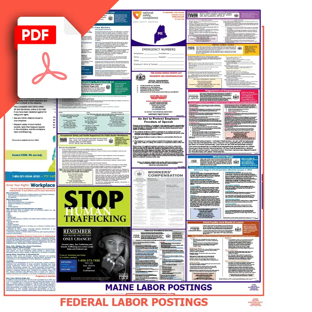 Maine & Federal Labor Law Posters PDF Downloads