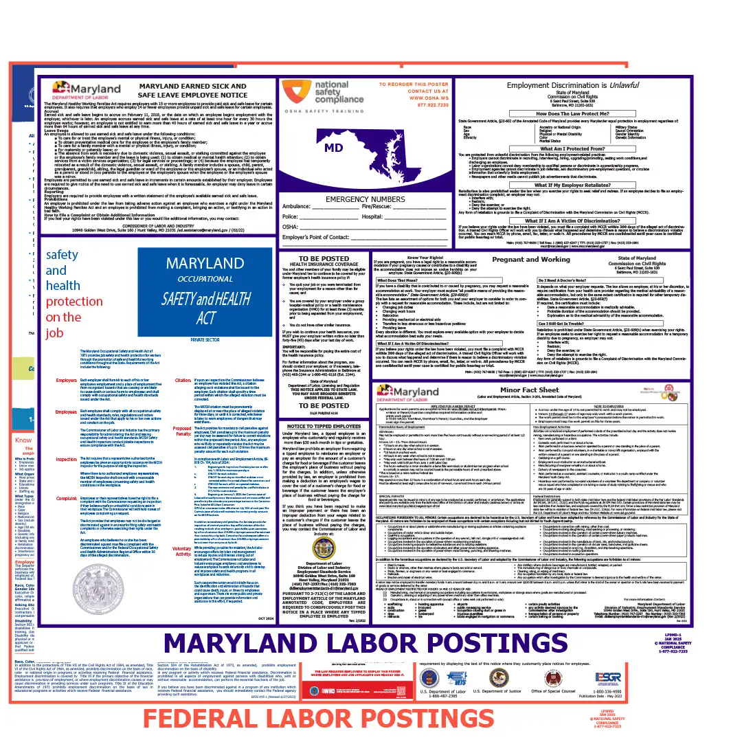 Maryland & Federal Labor Law Poster English
