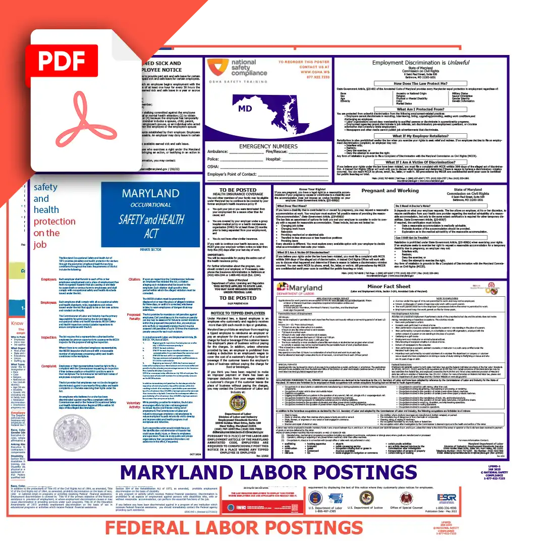 Maryland & Federal Labor Law Posters PDF Downloads