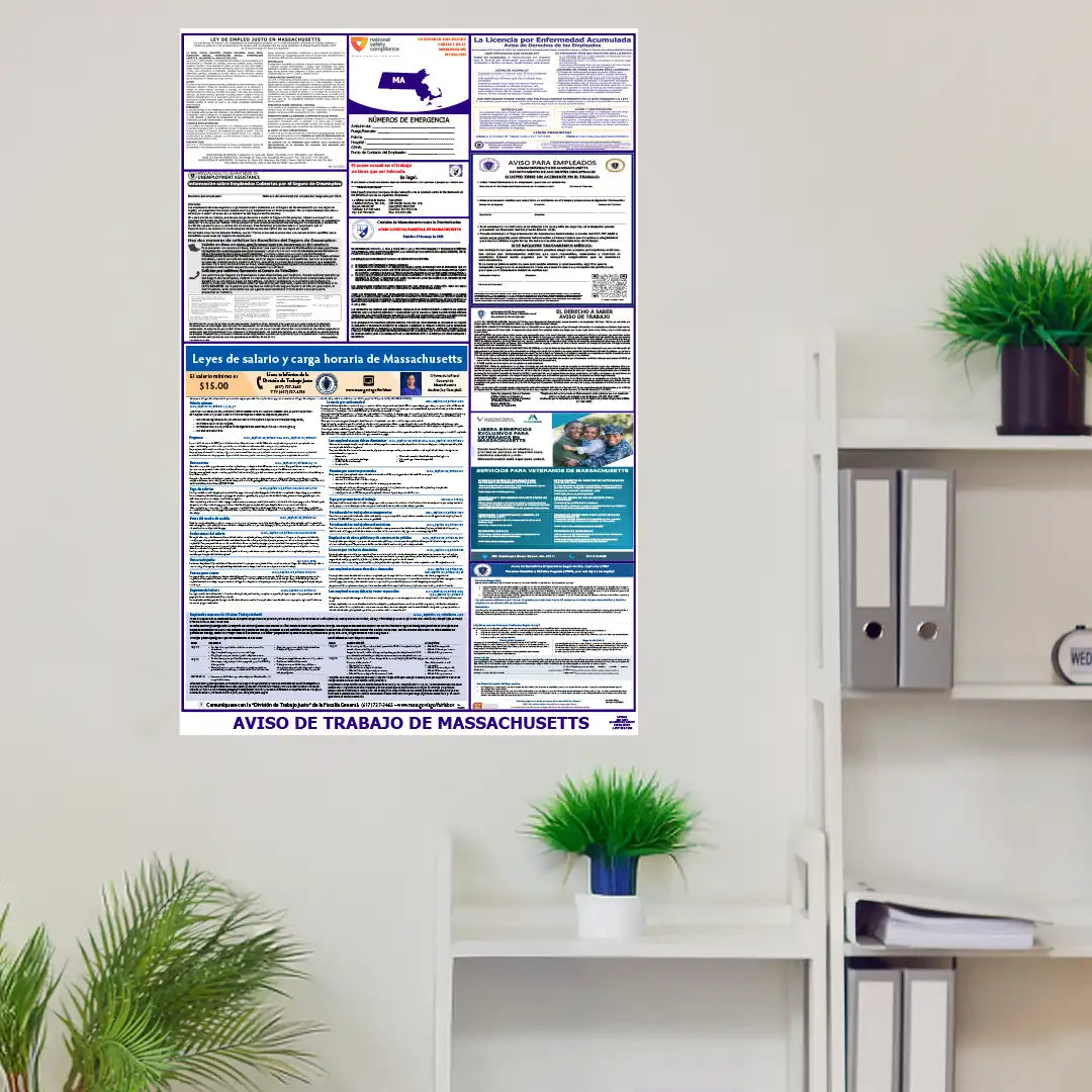 Massachusetts Labor Law Poster on a Wall