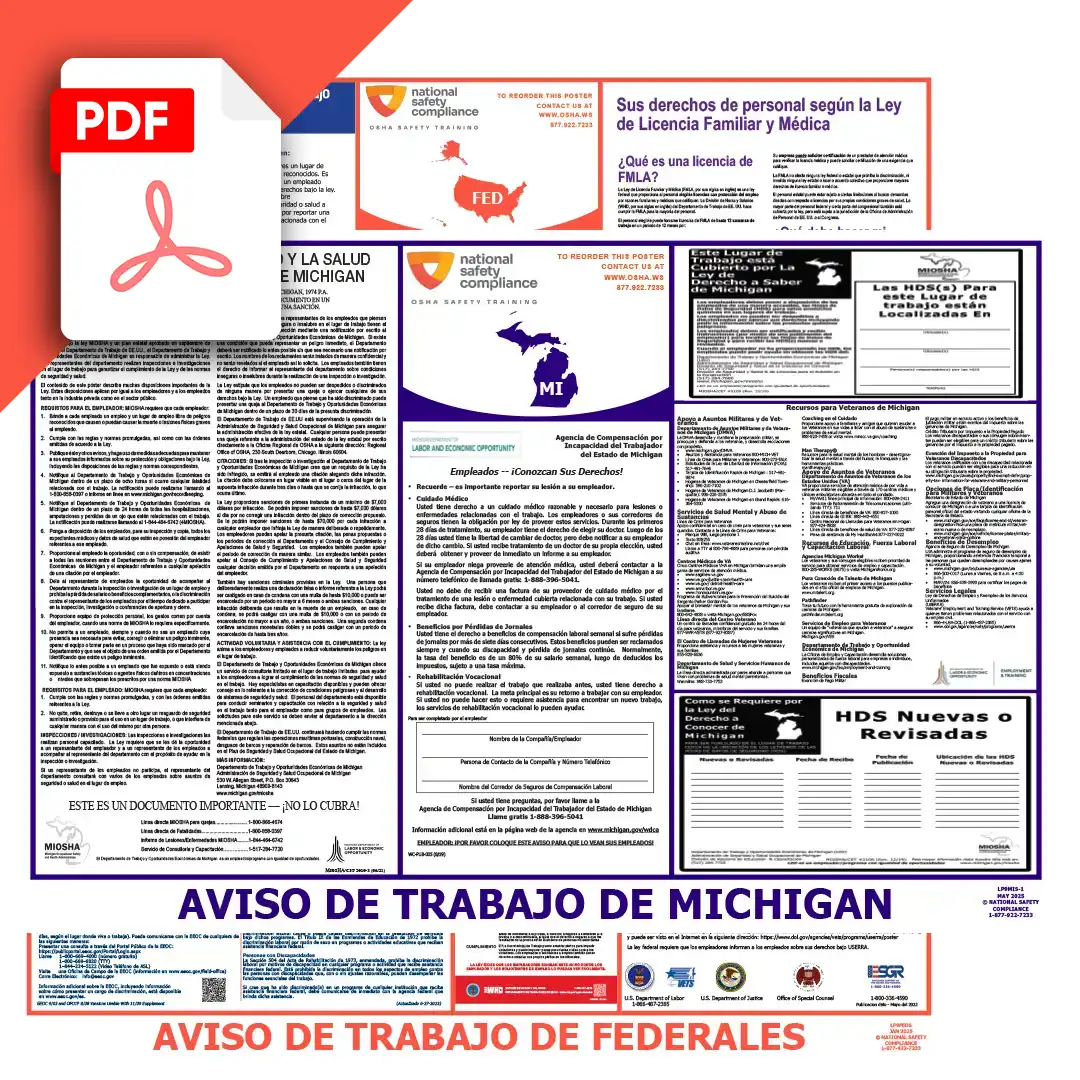 Michigan & Federal Spanish Labor Law Posters PDF Downloads