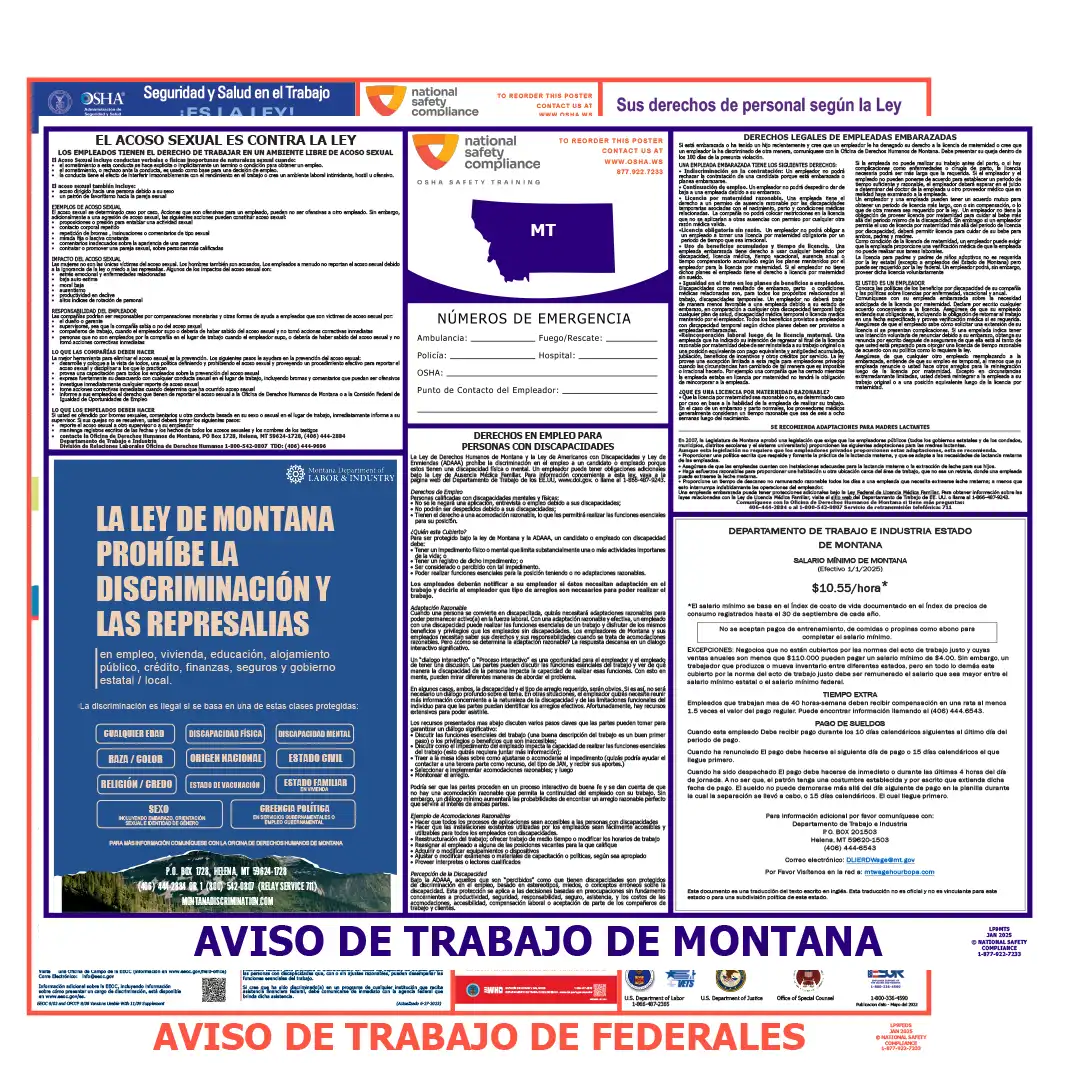 Montana & Federal Labor Law Posters Spanish