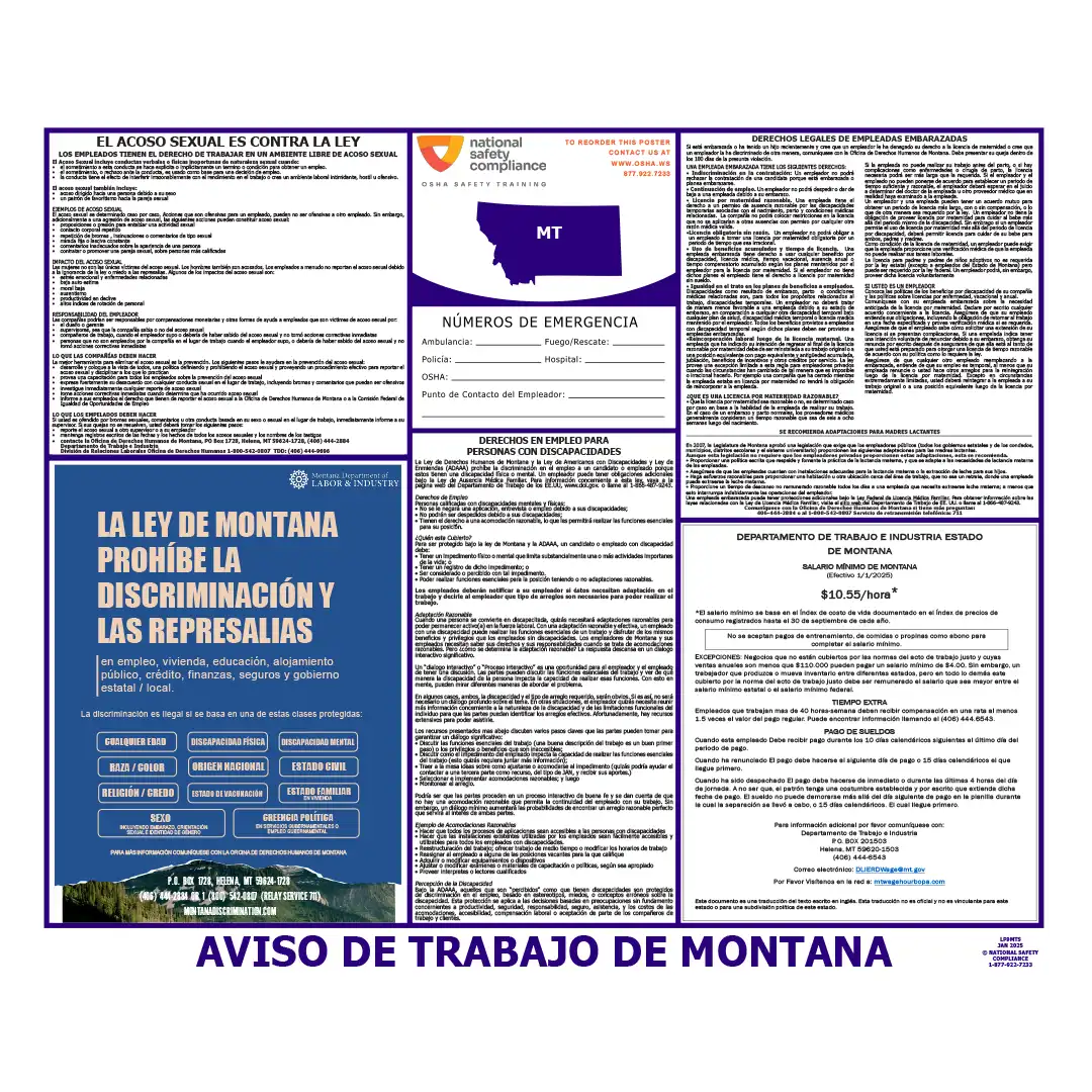 Montana Labor Law Poster Spanish
