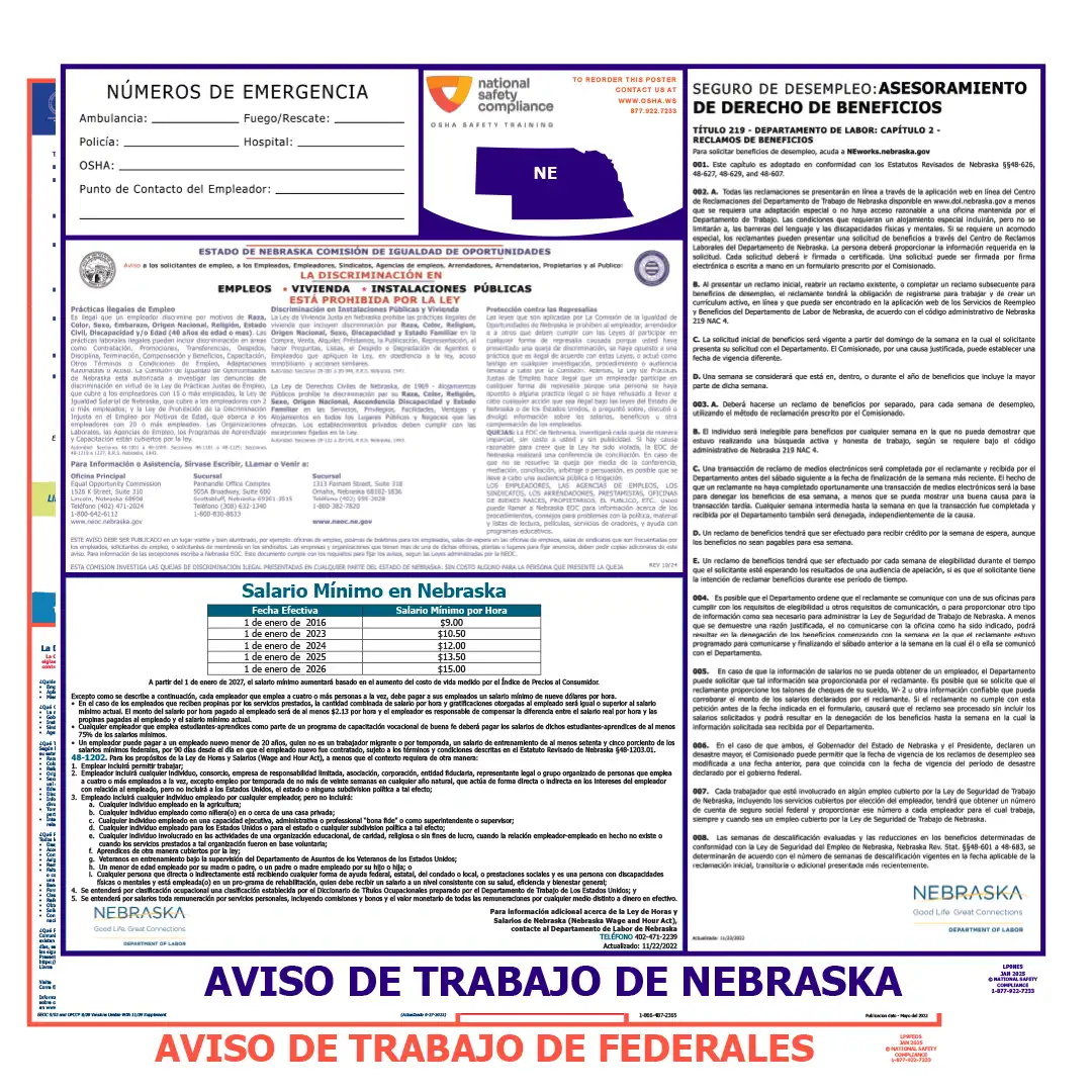 Nebraska & Federal Labor Law Posters Spanish