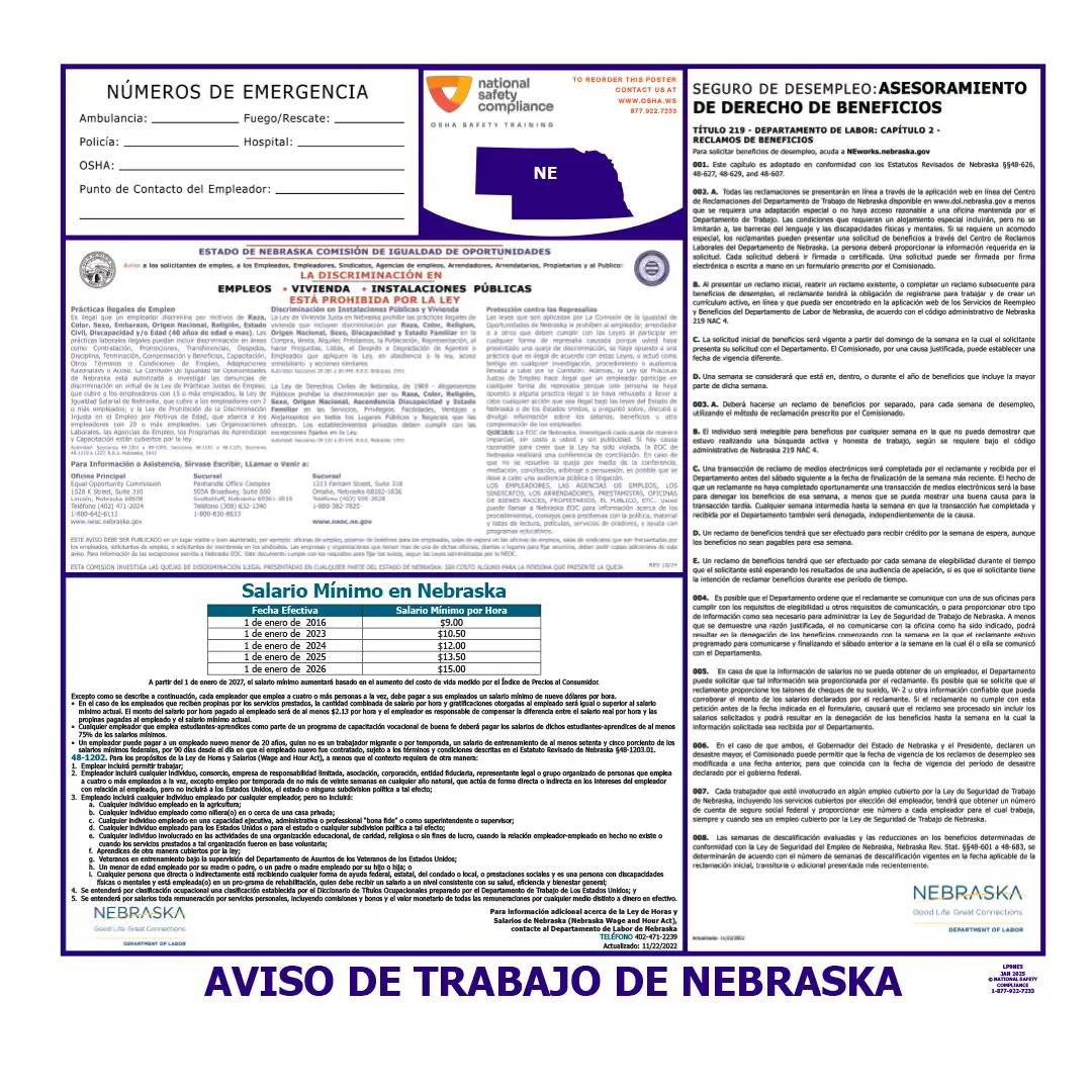 Nebraska Labor Law Poster Spanish