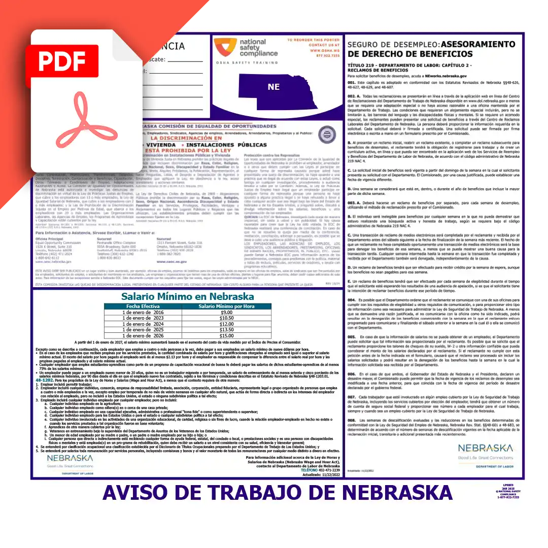 Nebraska Spanish Labor Law Poster PDF Download