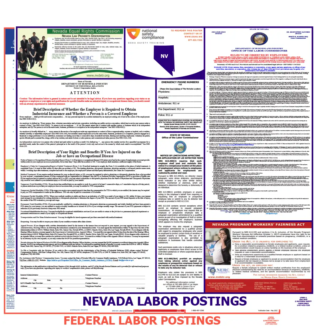 Nevada & Federal Labor Law Posters English