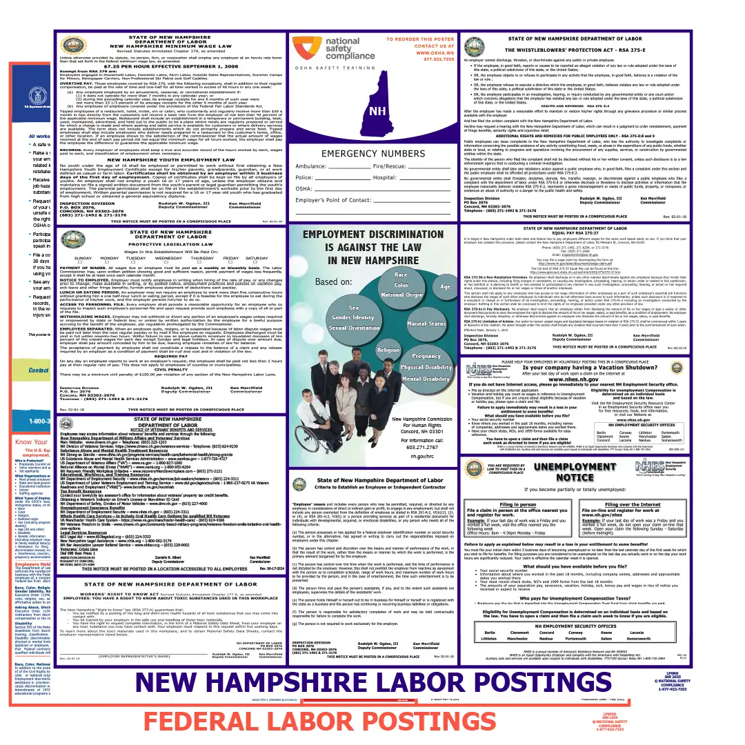New Hampshire Labor Law Posters English