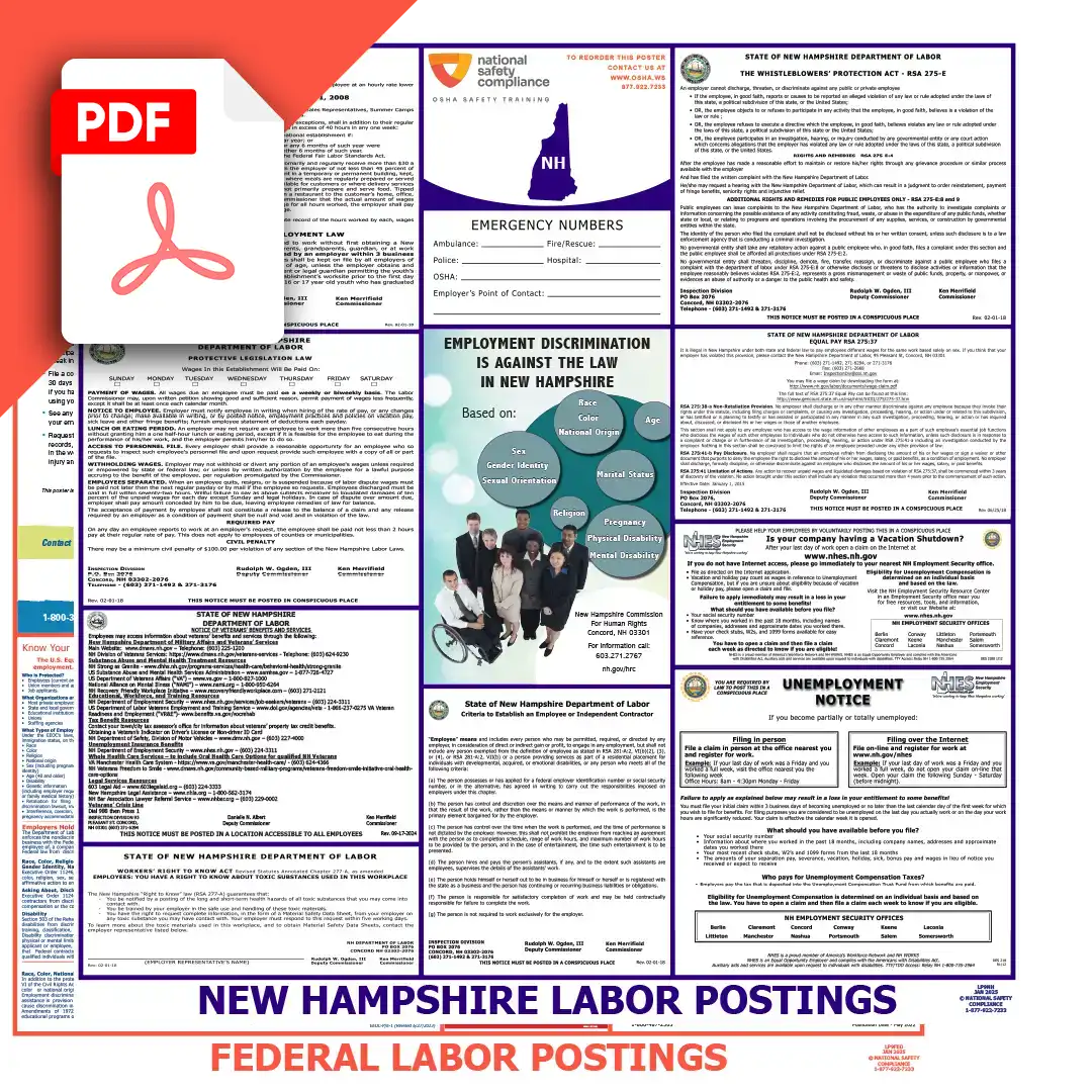 New Hampshire & Federal Labor Law Posters PDF Downloads