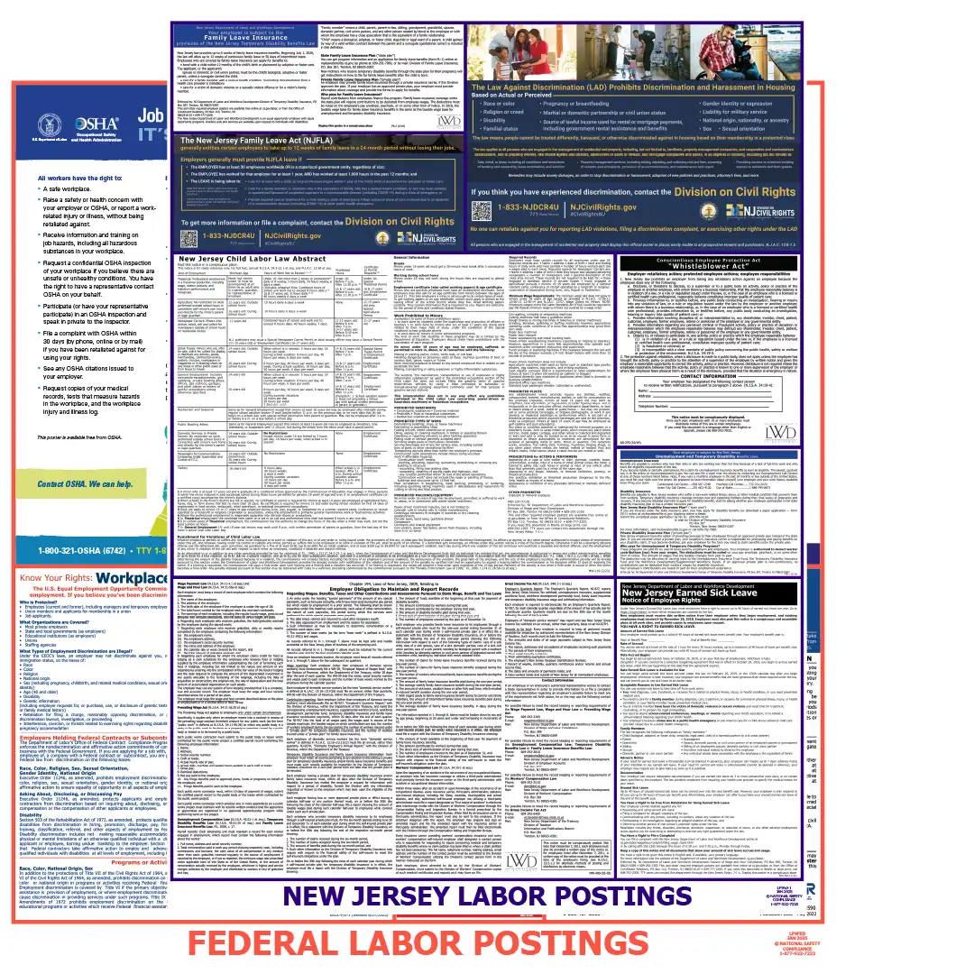 New Jersey & Federal Labor Law Posters English