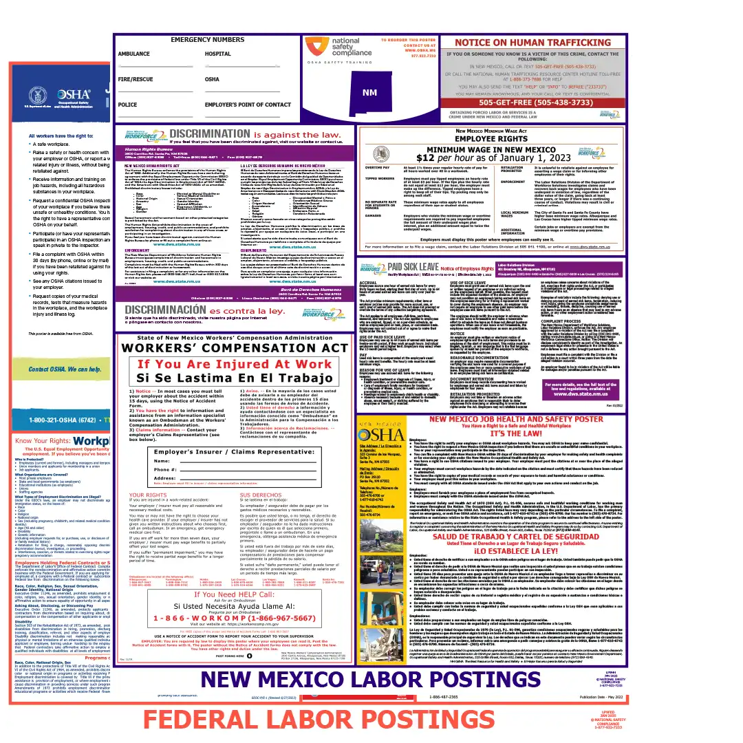 New Mexico & Federal Labor Law Poster English