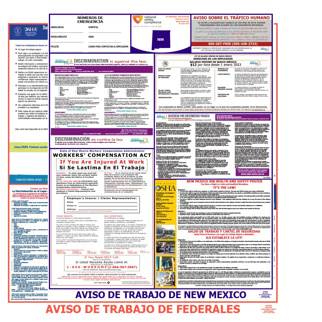 New Mexico & Federal Labor Law Posters Spanish