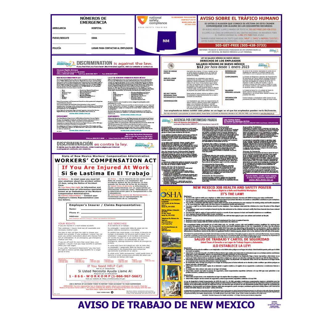 New Mexico Labor Law Poster Spanish