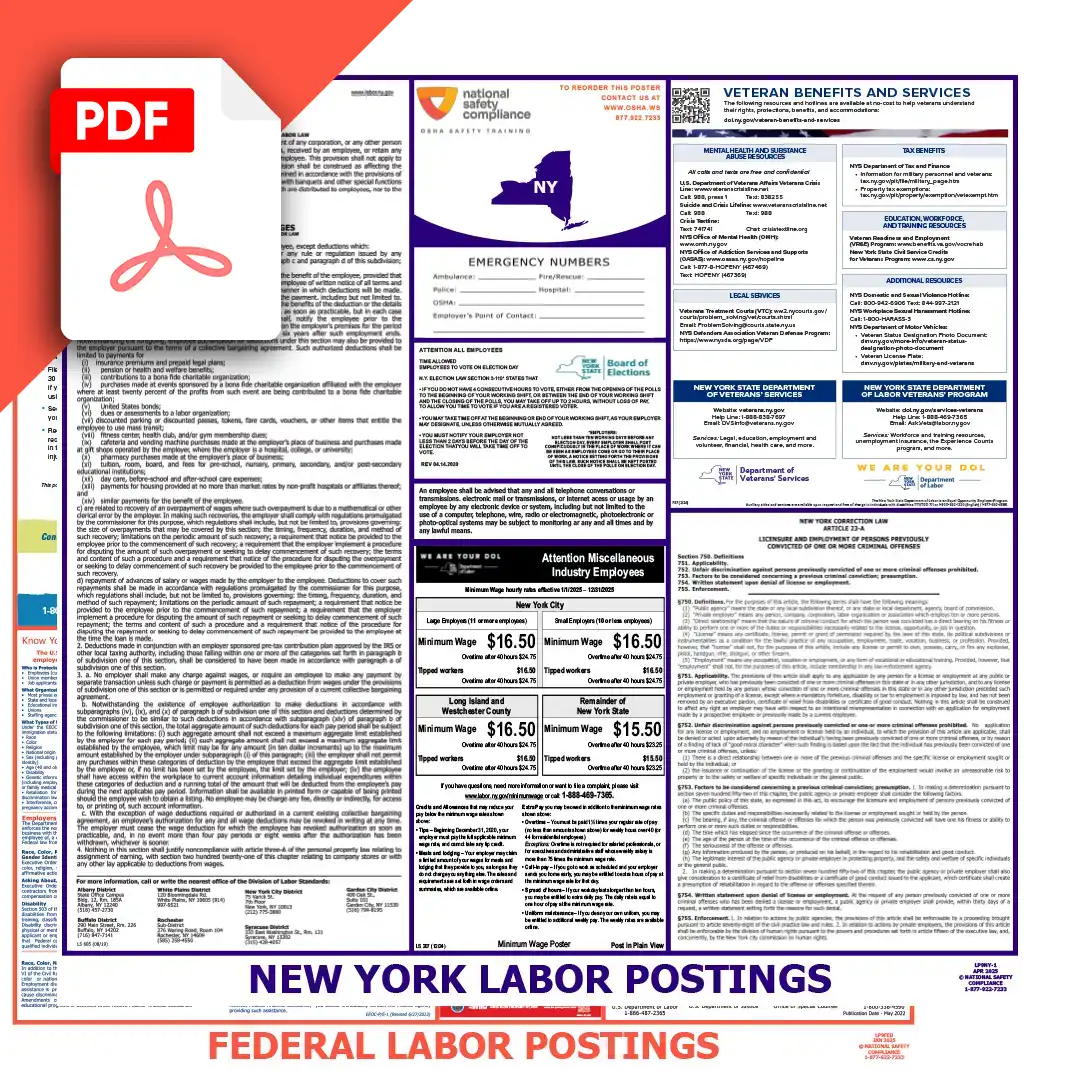 New York & Federal Labor Law Posters PDF Download