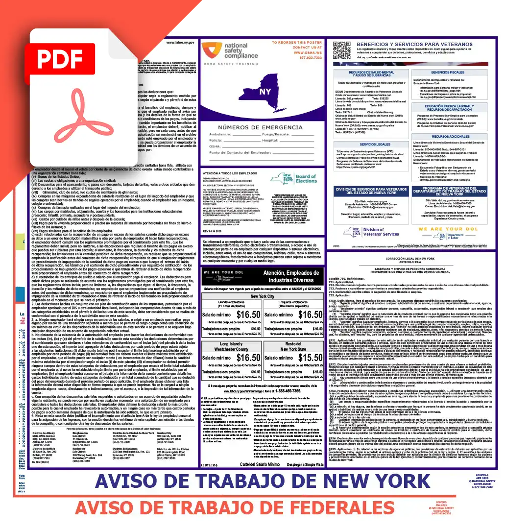 New York & Federal Spanish Labor Law Posters PDF Downloads