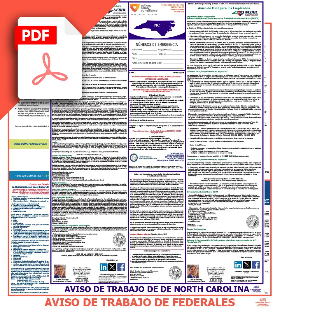 North Carolina & Federal Spanish Labor Law Poster PDF Download