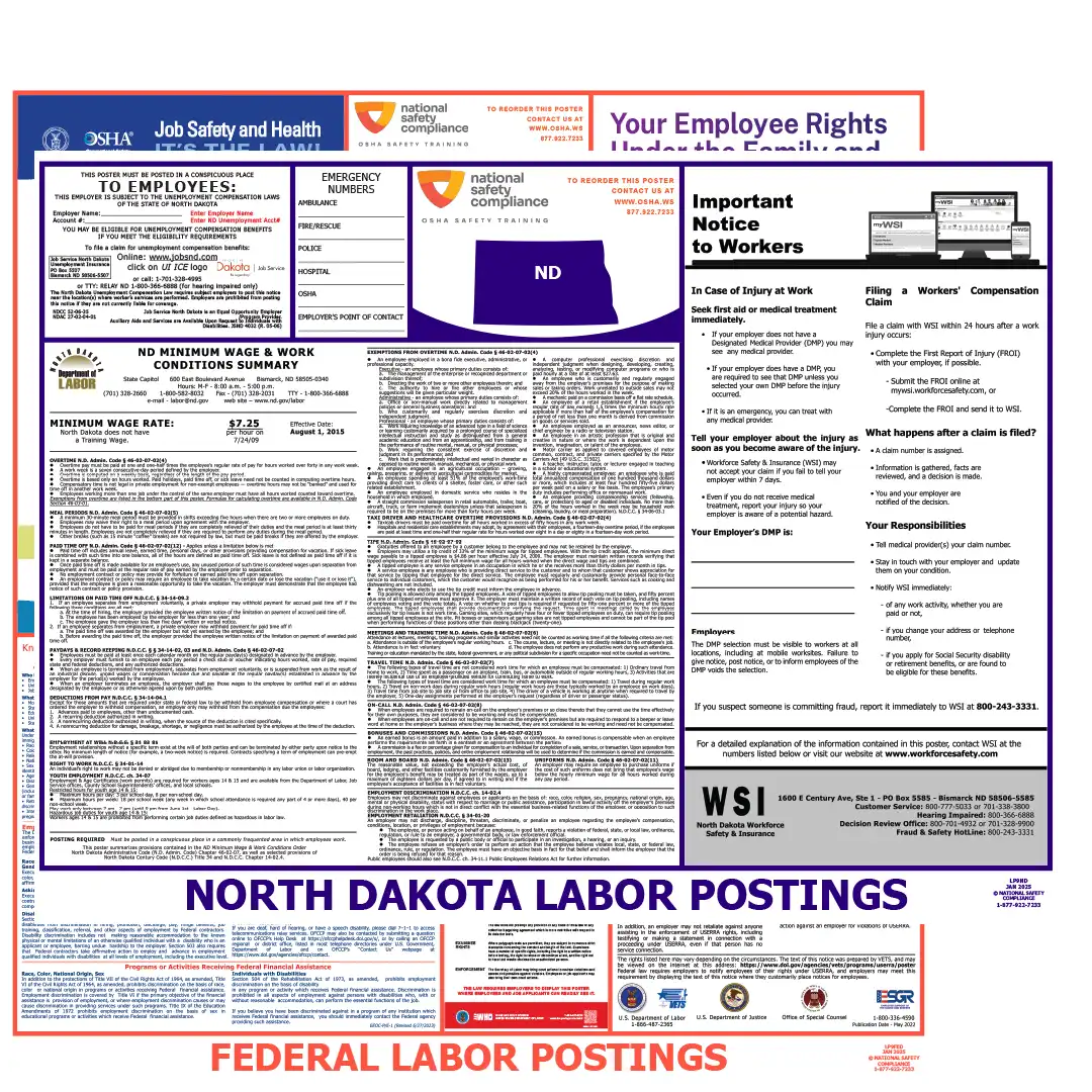 North Dakota & Federal Labor Law Posters English