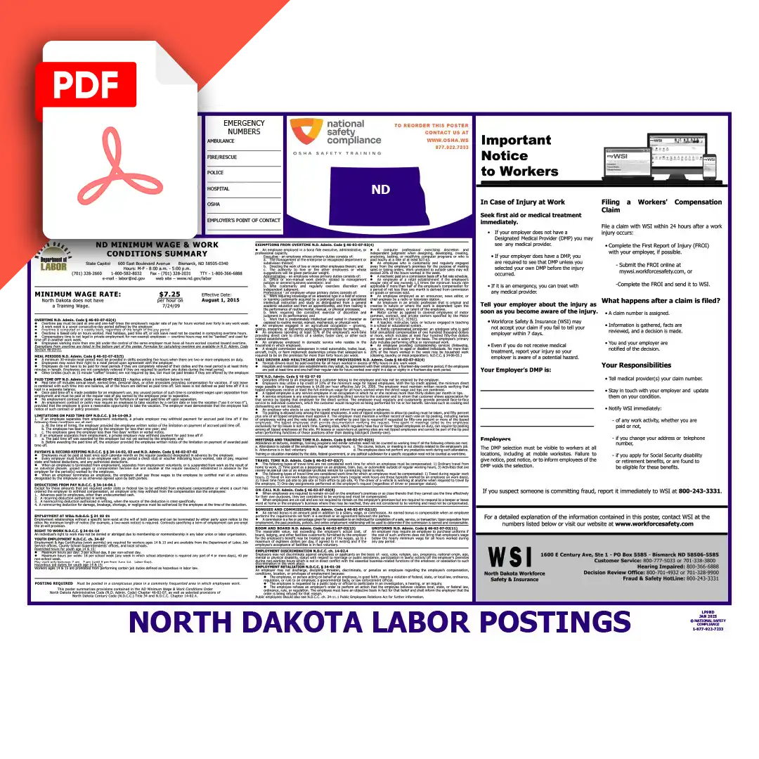 North Dakota Labor Law Poster PDF Download