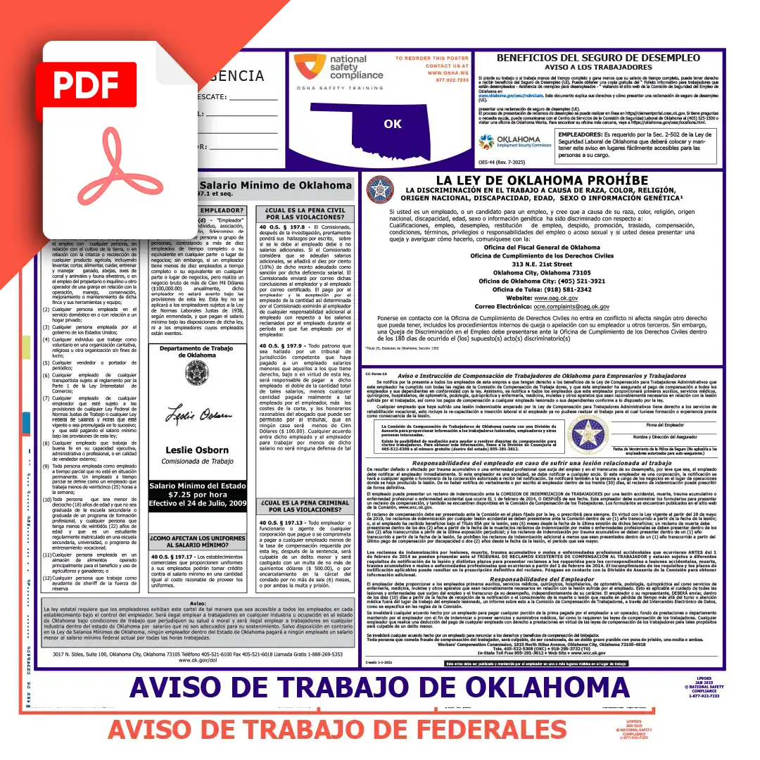 Oklahoma & Federal Spanish Labor Law Posters PDF Download