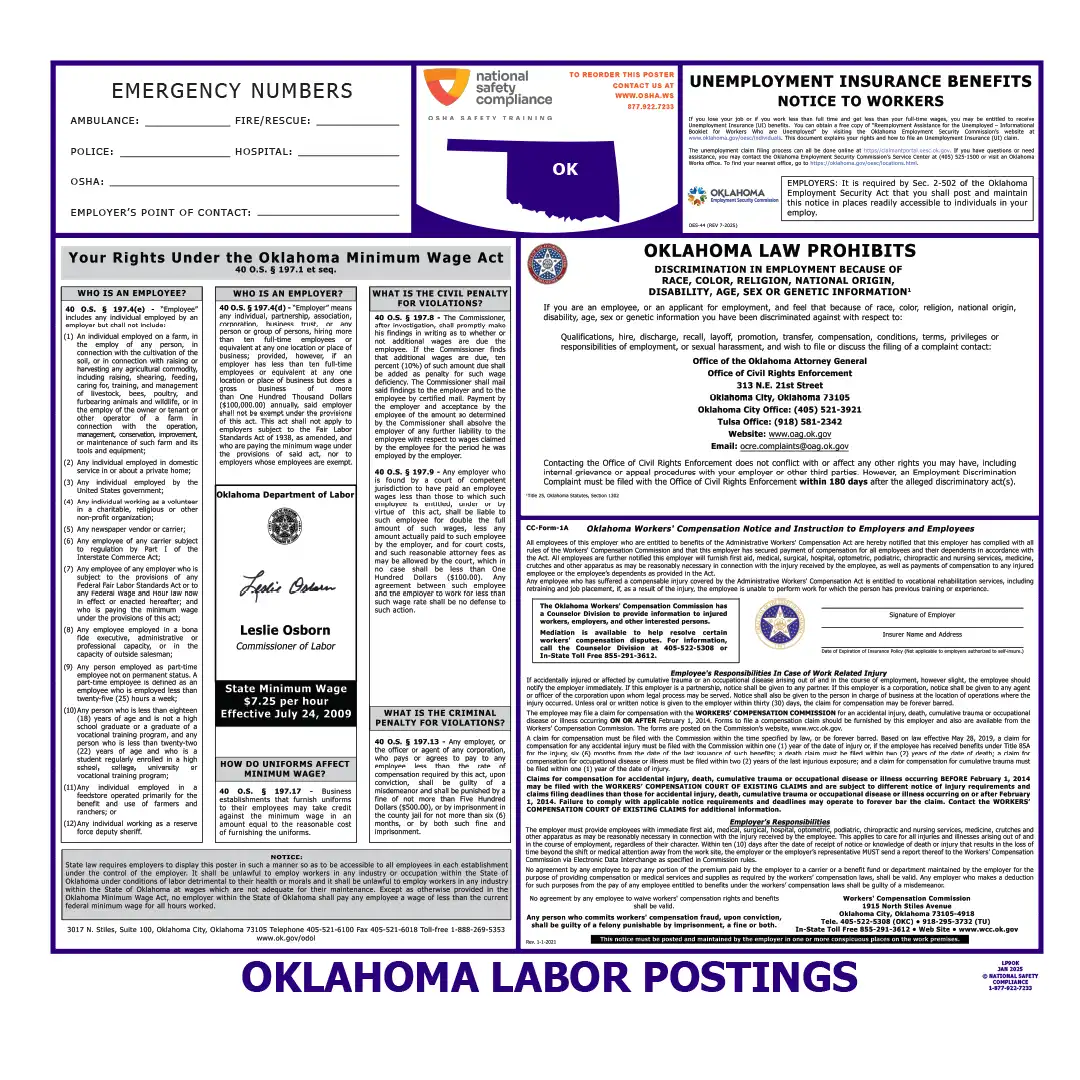 Oklahoma Labor Law Poster English