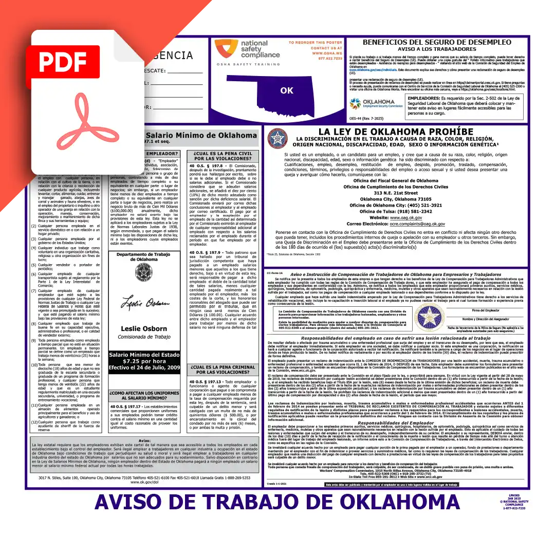 Oklahoma Spanish Labor Law Poster PDF Download